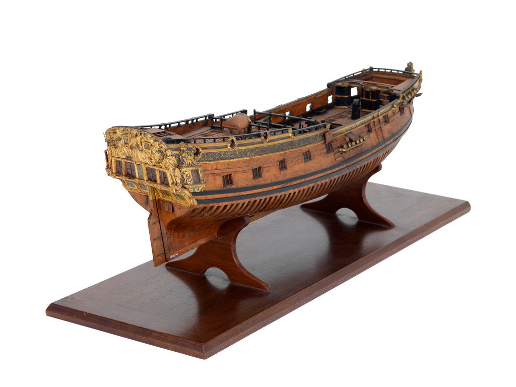 Detail of Model of a warship, sixth rate; 20-24 guns; royal/ceremonial vessel by unknown