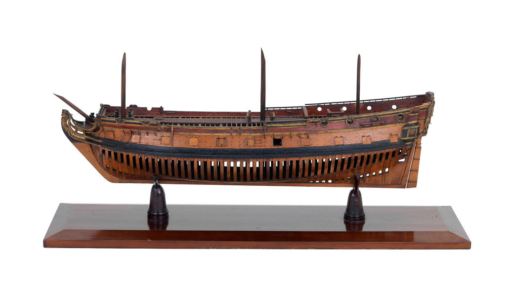 Detail of Ship of 30 guns, port broadside by unknown