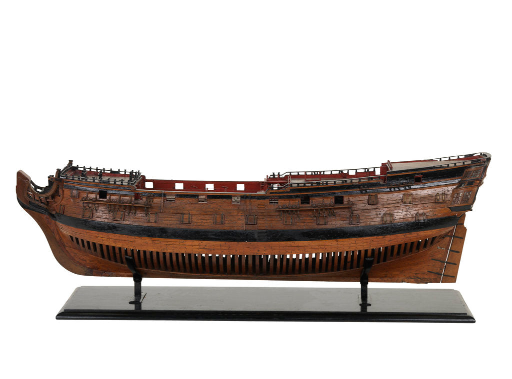 Detail of Ship of 50 guns, port broadside by unknown