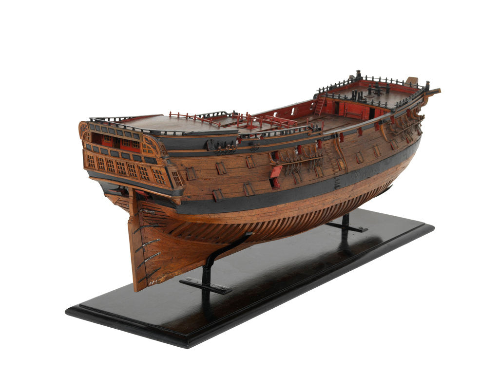 Detail of Ship of 50 guns, starboard stern quarter by unknown