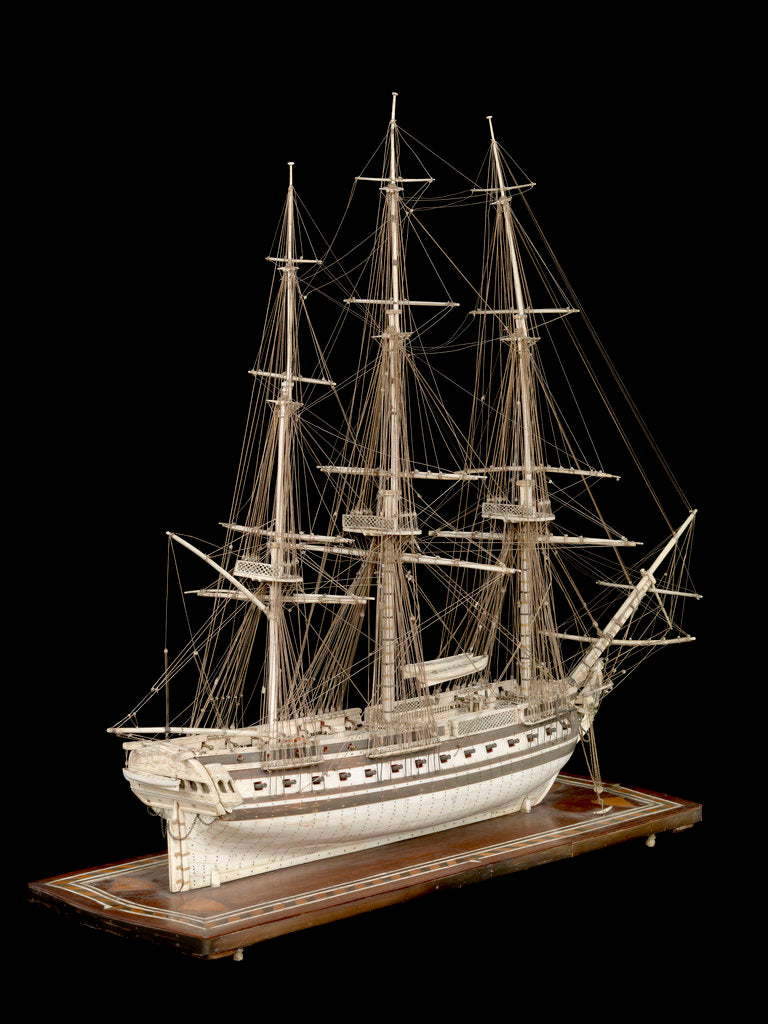 Detail of French frigate, starboard stern quarter by unknown