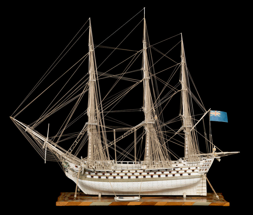 Detail of Ship of 100 guns, port broadside by unknown