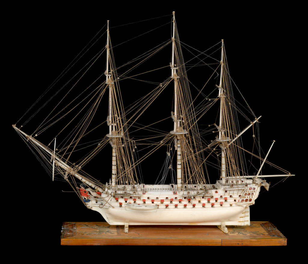 Detail of Ship of 100 guns, port broadside by unknown