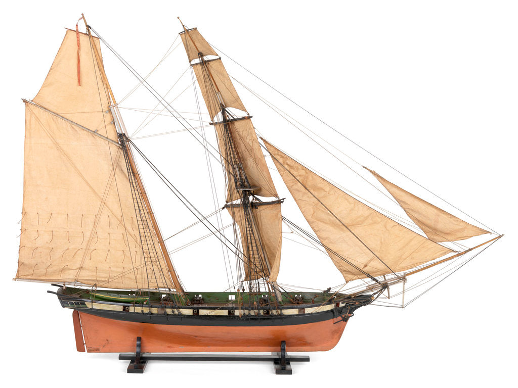 Detail of Brigantine, starboard broadside by unknown