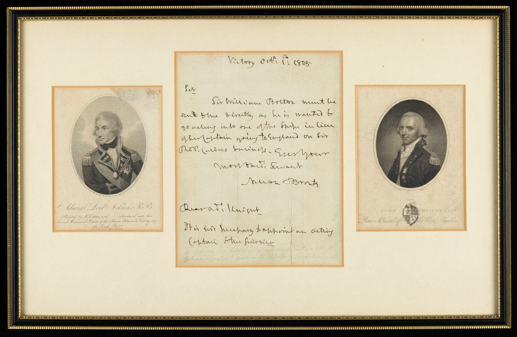 Detail of Two portraits and a letter by Admiral Lord Nelson by unknown