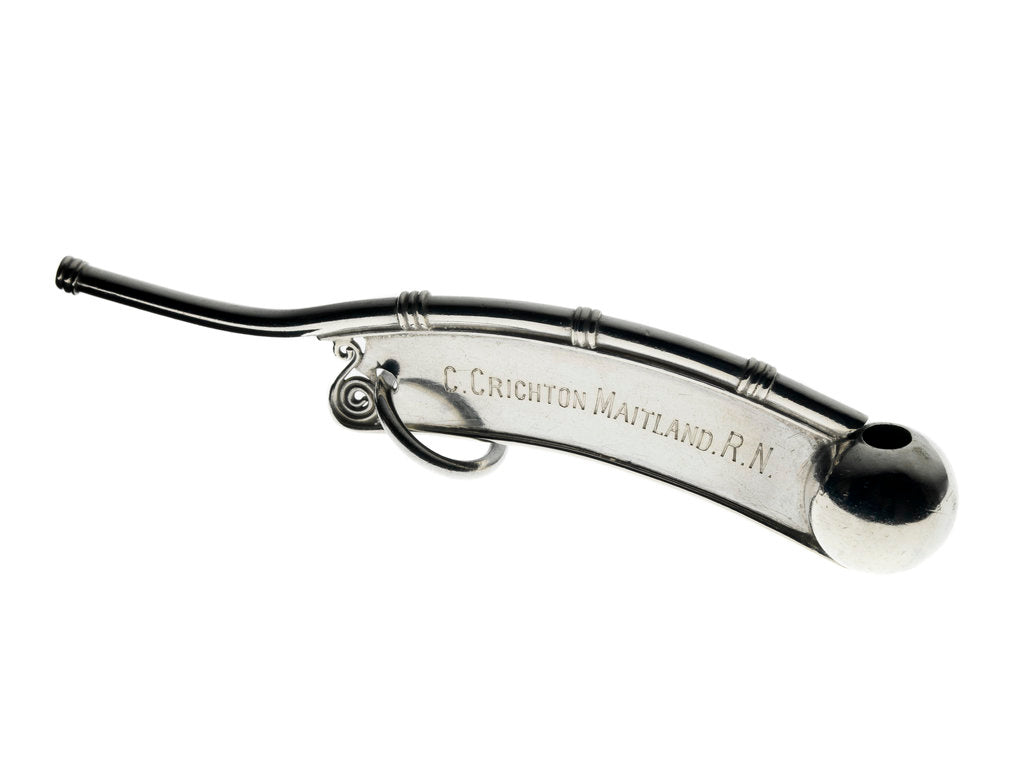 Detail of Silver boatswain's call used by Commander C. Crichton Maitland (1877-1958) by George Unite