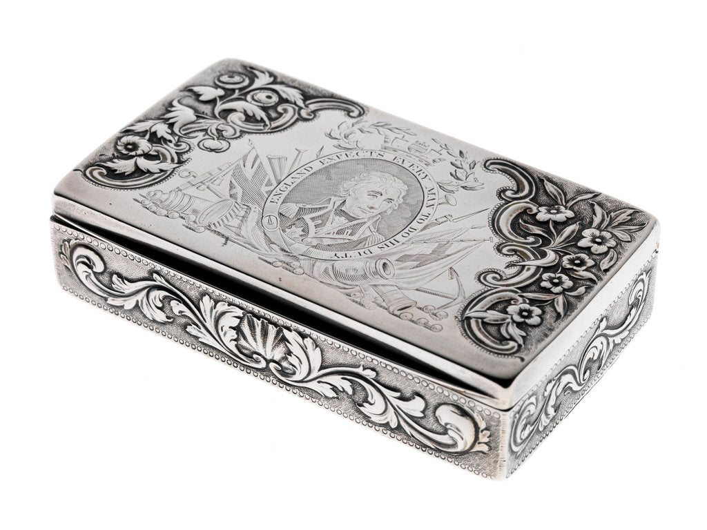 Detail of Silver box commemorating Nelson and the Battle of Trafalgar, 1805 by Peter & William Bateman