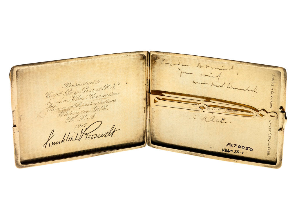 Detail of Gold cigarette case presented 1917 to Admiral Sir Guy Reginald Arthur Gaunt KCMG CB (1870-1953) by unknown