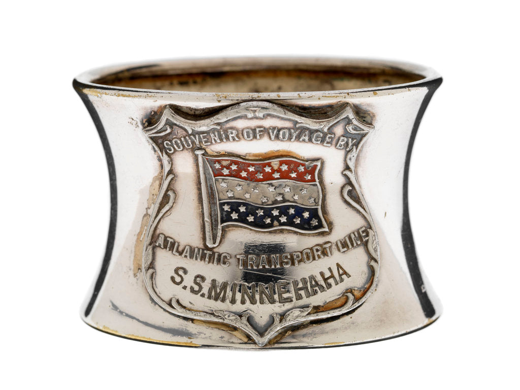 Detail of Silver-plated napkin ring, a souvenir of SS 'Minnehaha' by unknown