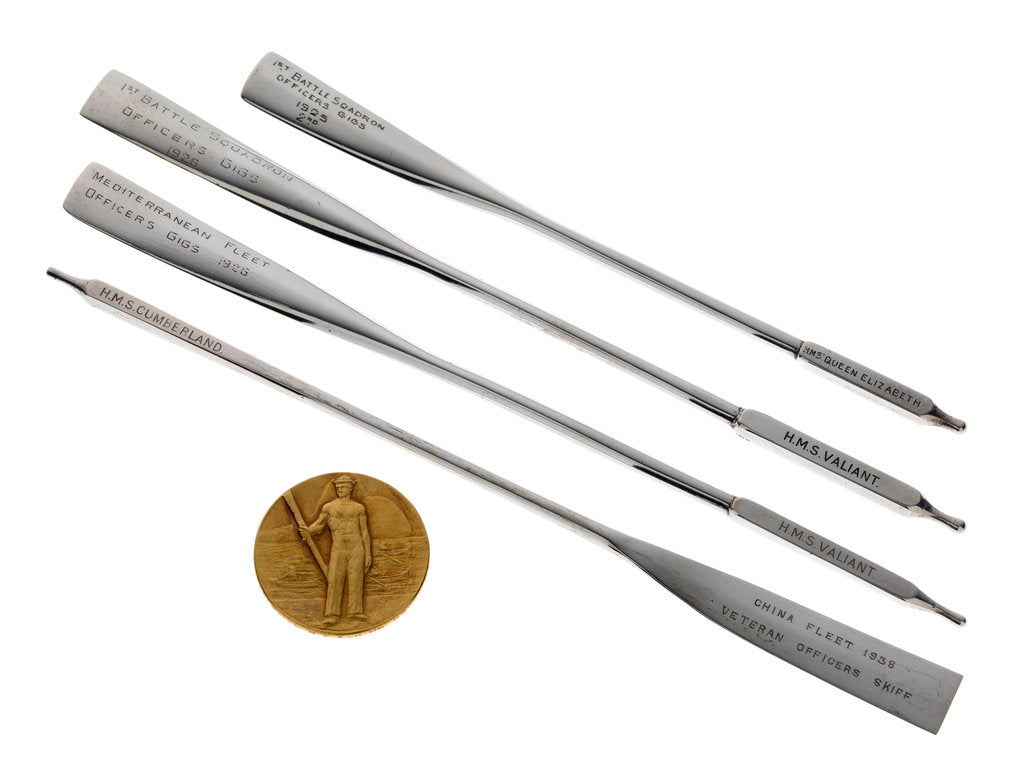 Detail of One of four miniature silver oars and a gold medal won in regattas by Vice-Admiral Sir Robert Francis Elkins (b. 1903) by Meli