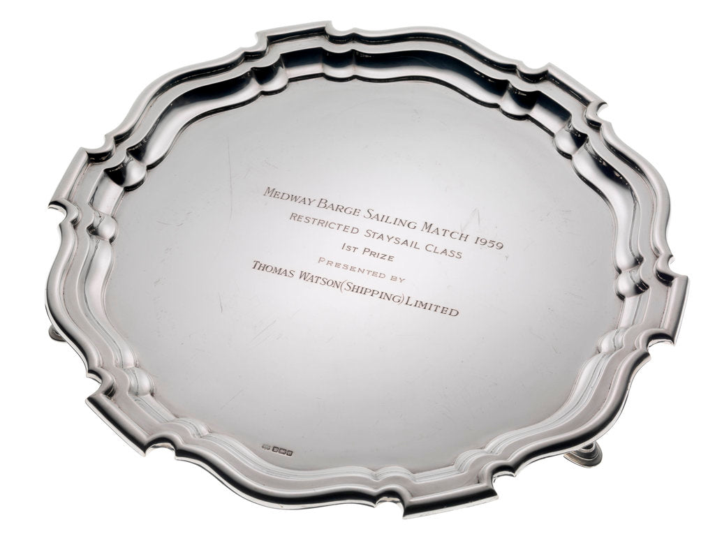 Detail of Medway Sailing Barge Match trophy salver, 1959 by Mappin & Webb