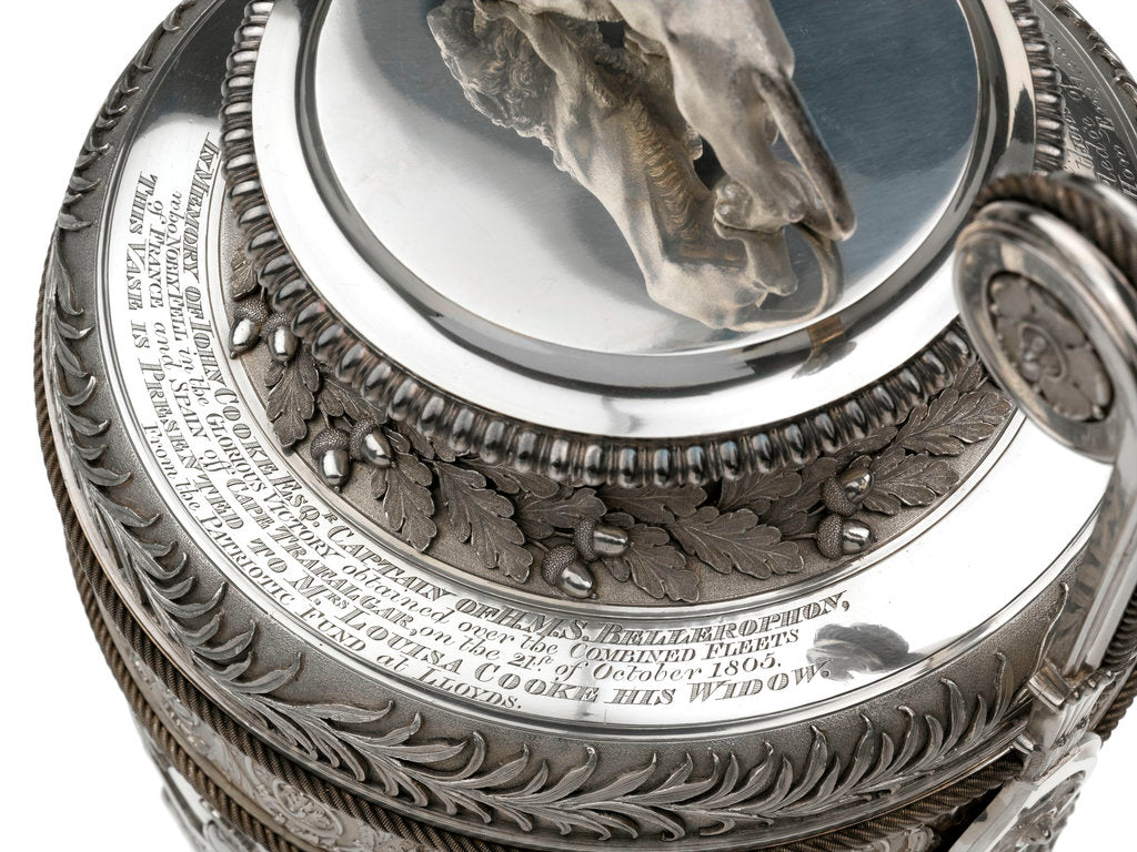 Detail of Lloyd's Patriotic Fund vase presented in memory of John Cooke, (1763-1805), Captain of HMS 'Bellerophon' who died at the Battle of Trafalgar, 1805 by Benjamin Smith