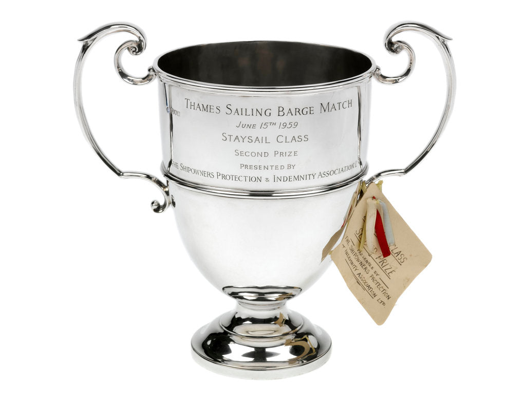 Detail of Prize cup won by the sailing barge 'Memory' in 1959 by S.S. & W Ltd.