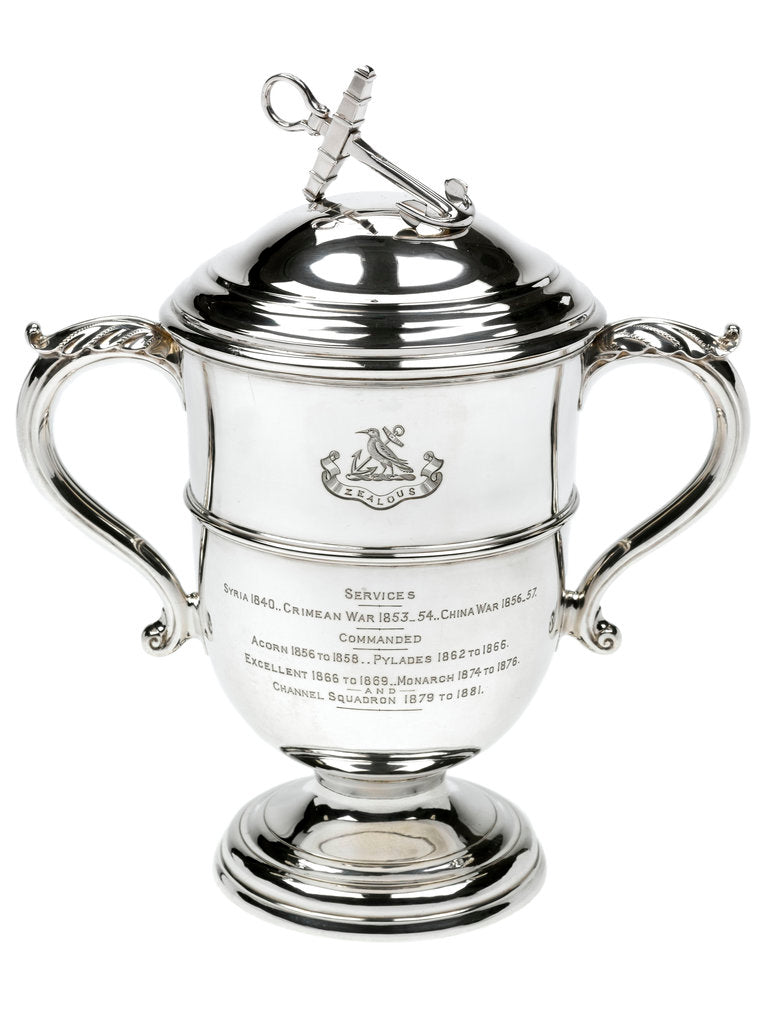 Detail of Two-handled silver cup by F.S.J.H.
