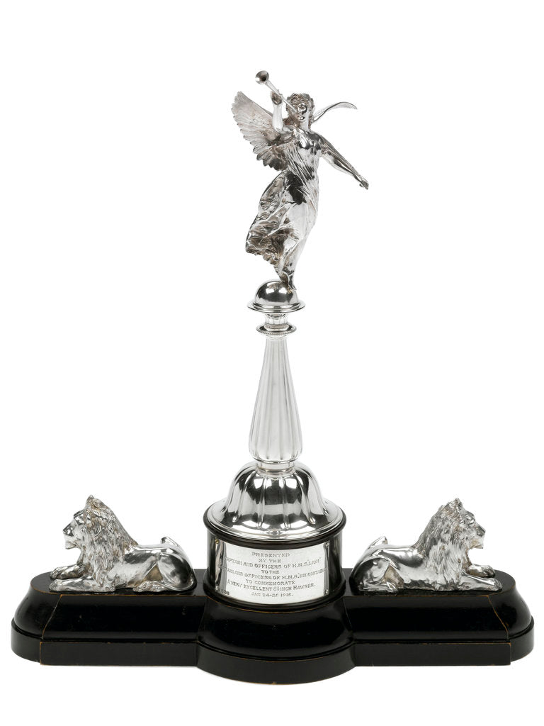 Detail of Statuette presented by HMS 'Lion' to HMS 'Indomitable' by S.S. & W Ltd.