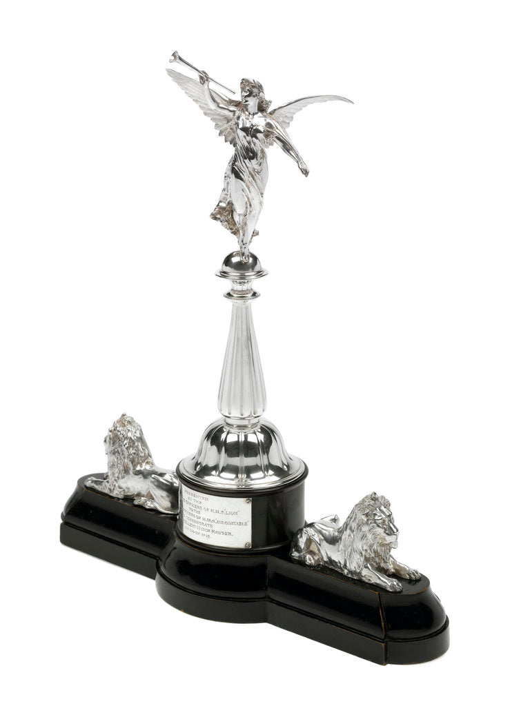 Detail of Statuette presented by HMS 'Lion' to HMS 'Indomitable' by S.S. & W Ltd.