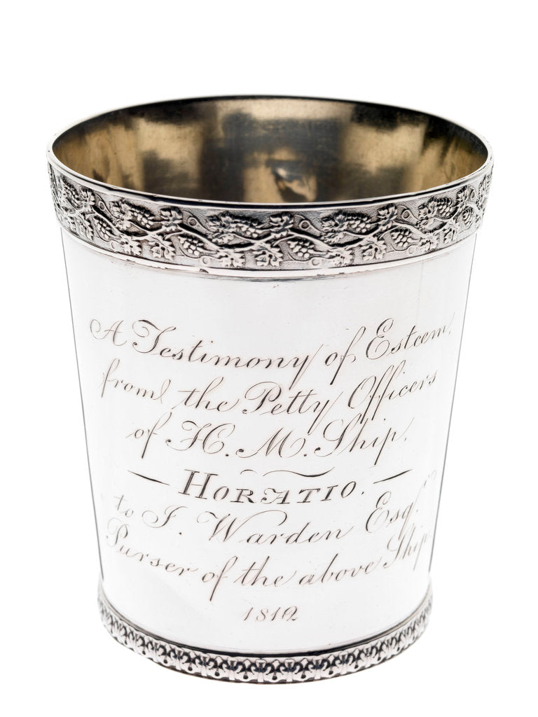 Detail of Silver beaker to the Purser of HMS 'Horatio', 1812 by A. B.
