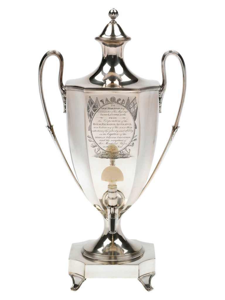 Detail of Silver tea-urn presented to Captain Nicholas Tomlinson (1764-1847) by the Royal Exchange Assurance, 1796 by Robert Salmon