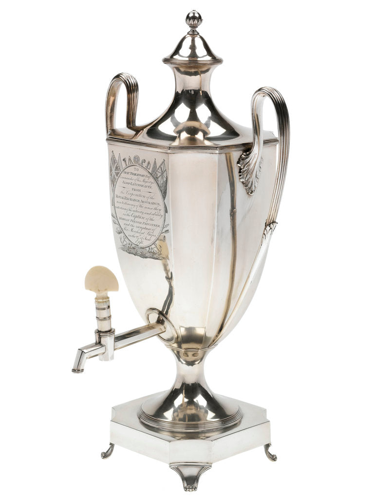 Detail of Silver tea-urn presented to Captain Nicholas Tomlinson (1764-1847) by the Royal Exchange Assurance, 1796 by Robert Salmon