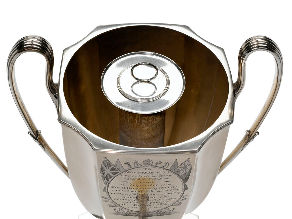 Detail of Silver tea-urn presented to Captain Nicholas Tomlinson (1764-1847) by the Royal Exchange Assurance, 1796 by Robert Salmon