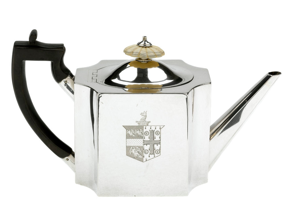 Detail of Silver teapot presented to Captain Nicholas Tomlinson (d.1847) for the capture of privateers in 1796 by Robert Salmon