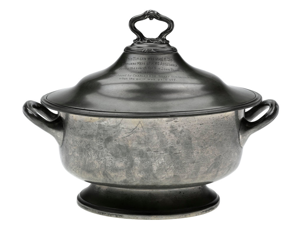 Detail of Soup tureen used on board HMS 'Assistance' during the Arctic search for Franklin, 1850-51 by unknown