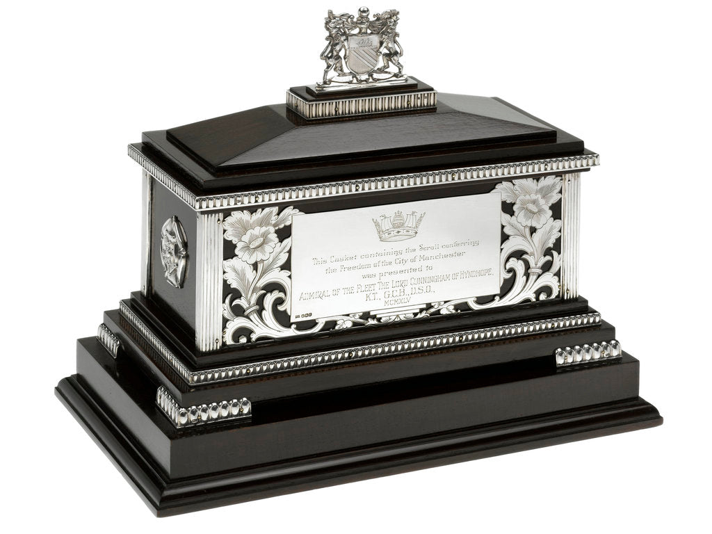 Detail of Freedom casket presented to Admiral of the Fleet Lord Cunningham (1882-1963) by Walker & Hall