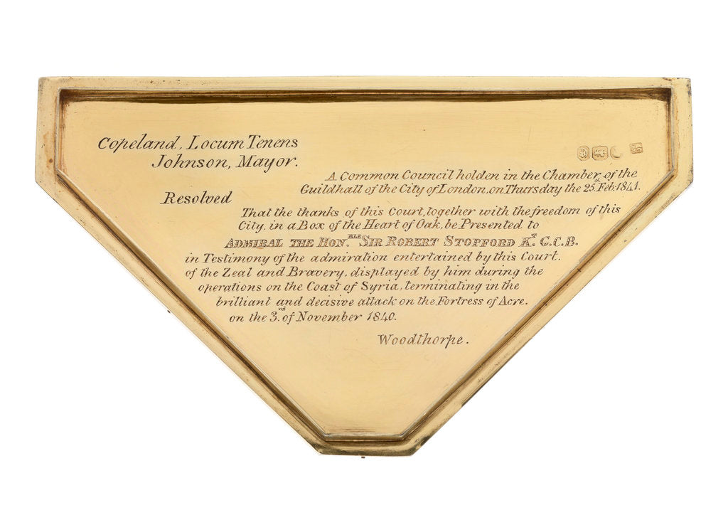 Detail of Freedom box presented by the City of London to Sir Robert Stopford (1768-1847) for his role in the campaign in Syria by Charles Rawlings