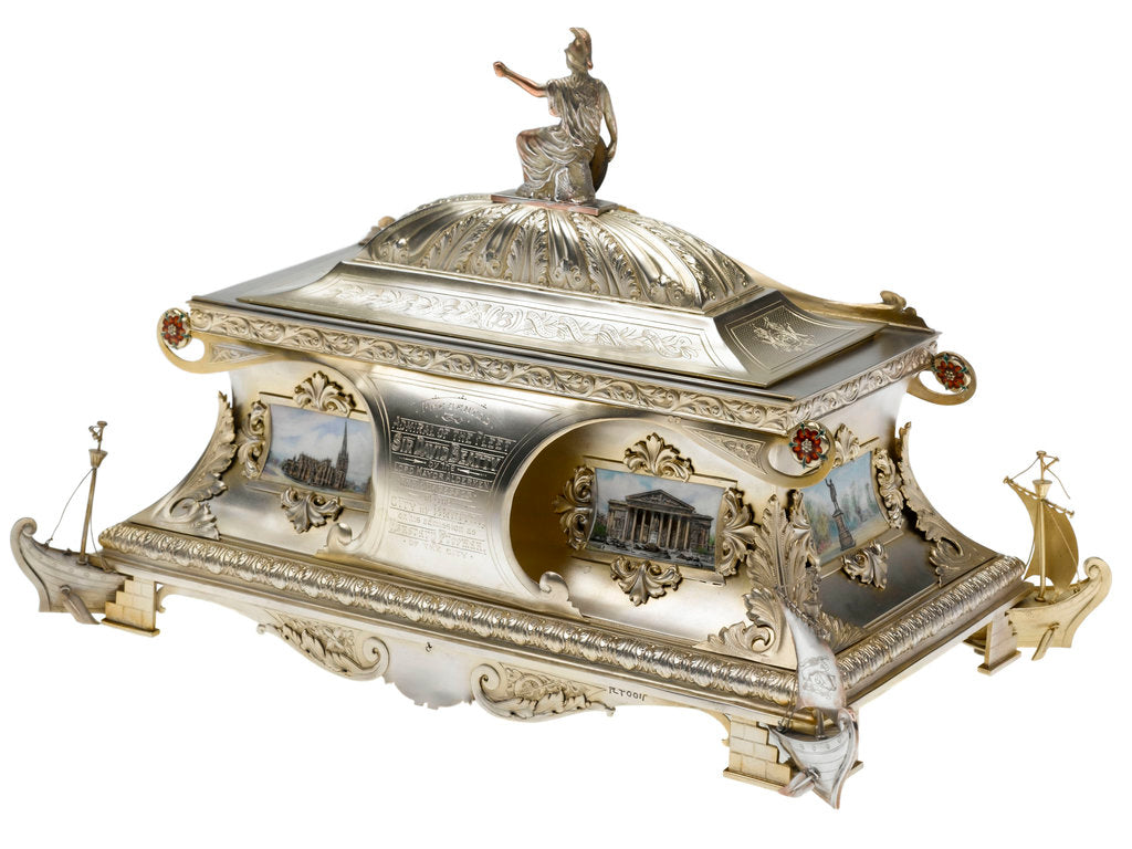 Detail of Freedom casket presented to Admiral of the Fleet Sir David Beatty, 1st Earl Beatty (1871-1936) by the City of Bristol, 23 October 1919 by T. & J. Bragg Ltd.