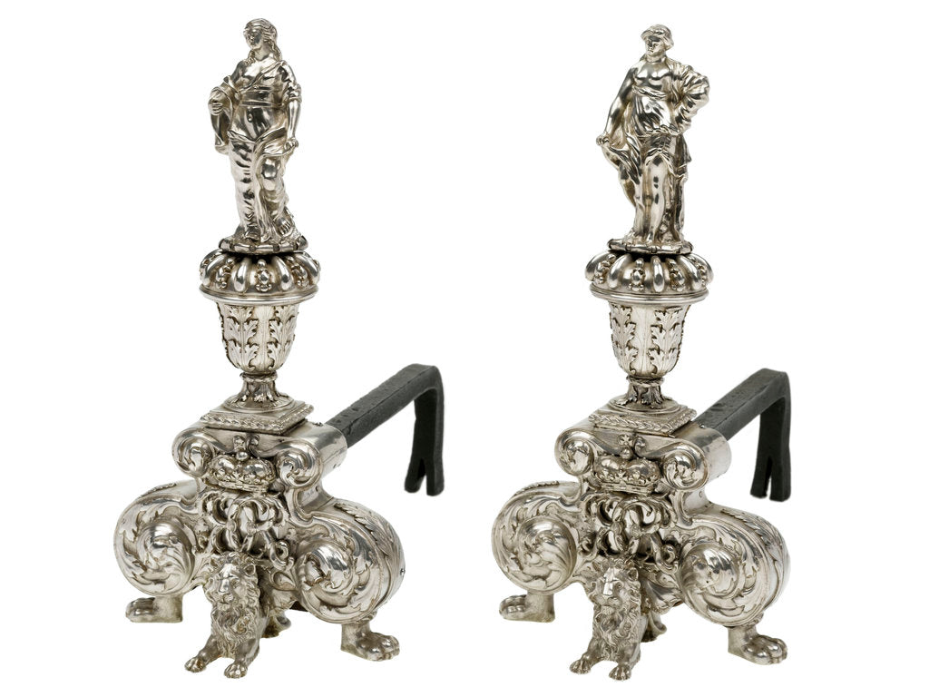 Detail of Pair of silver firedogs from the collection of King Charles II by unknown