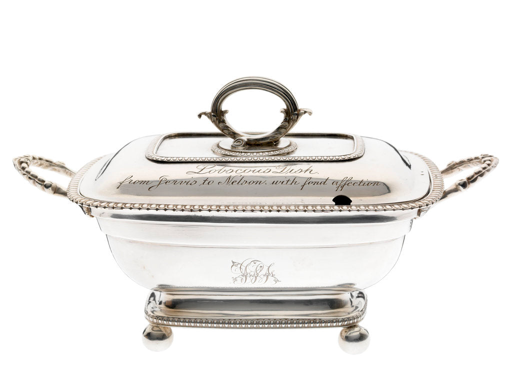 Detail of Bogus sauce tureen said to have been owned by Lord Nelson by Crispin Fuller