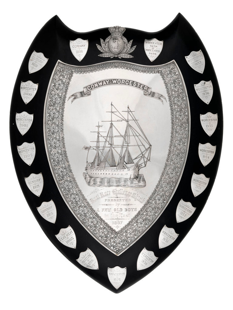 Detail of Worcester' v 'Conway' boat race shield by unknown