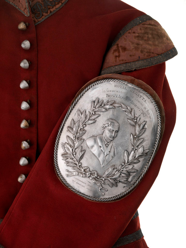 Detail of Arm badge (brassard) awarded as a prize in the Royal Regatta, 1865, and attached to the sleeve of prize coat by I.S.