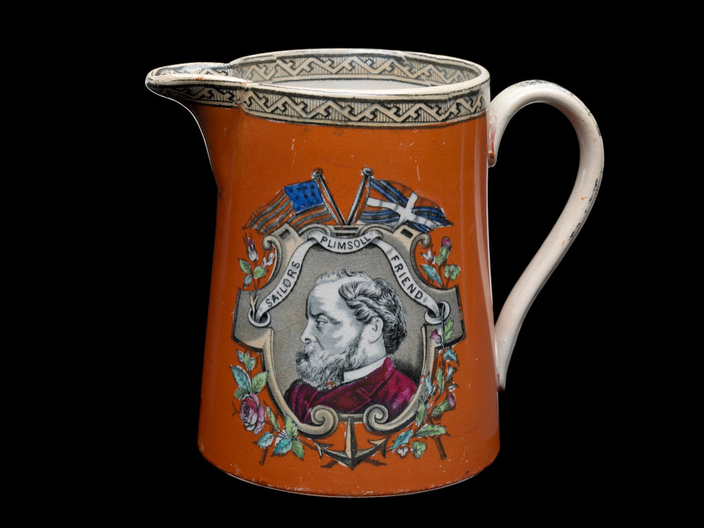 Detail of Jug, transfer-printed with a profile of Samuel Plimsoll (1824-98) by unknown