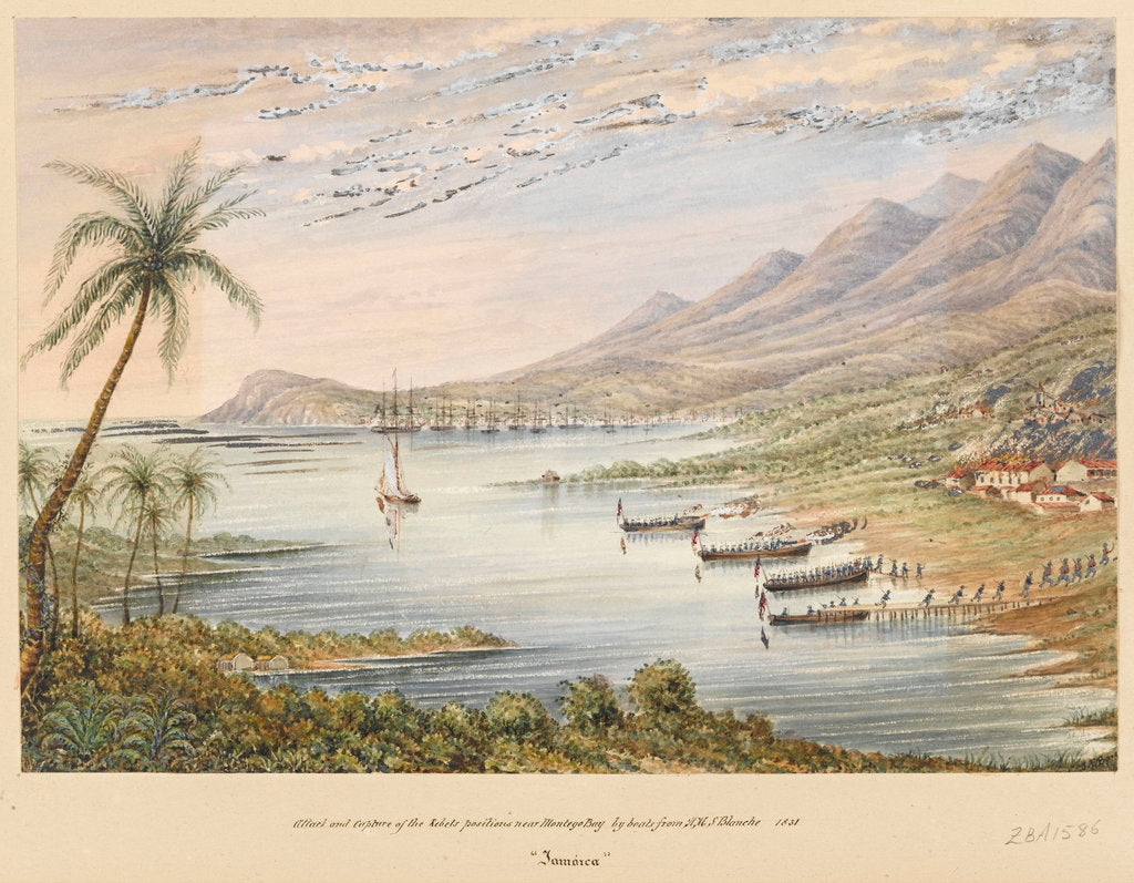 Detail of Attack and capture of the rebels positions near Montego Bay by boats from HMS 'Blanche' 1831 by James Fuller Boxer