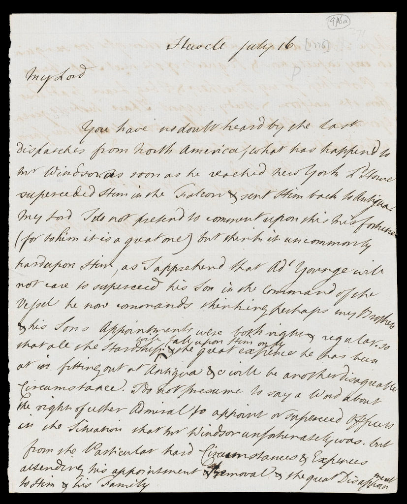 Detail of Letter from the Sandwich Papers by unknown