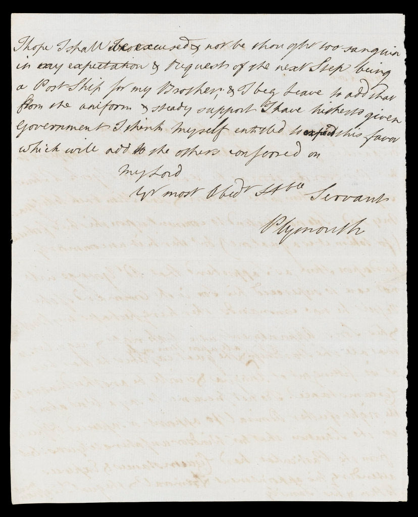 Detail of Letter from the Sandwich Papers by unknown