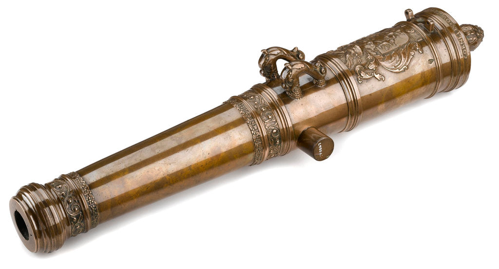 Detail of Brass smoothbore muzzle loading gun by C. Ouderogge