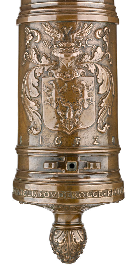 Detail of Brass smoothbore muzzle loading gun by C. Ouderogge