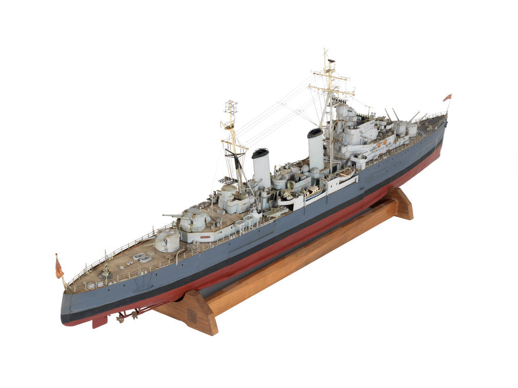 Detail of Full hull exhibition model of  cruiser HMS 'Argonaut' (1941) by M.A. Batchelor