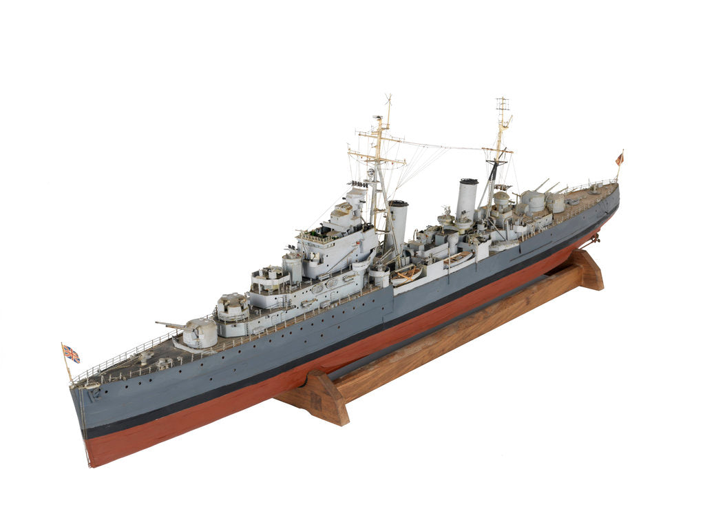 Detail of Full hull exhibition model of  cruiser HMS 'Argonaut' (1941) by M.A. Batchelor