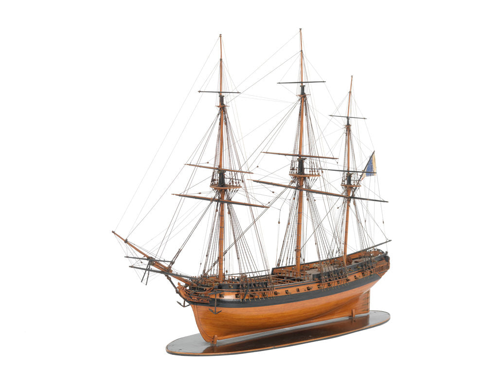 Detail of Model of a warship (1800); French; Frigate; 44-46 guns by unknown