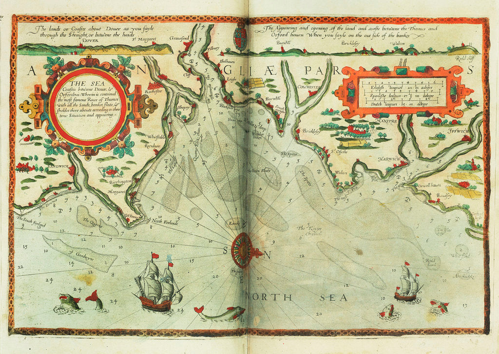 Detail of Chart of Prusya with all the havens and rivers from Memel to Heel by Lucas Janz Waghenaer