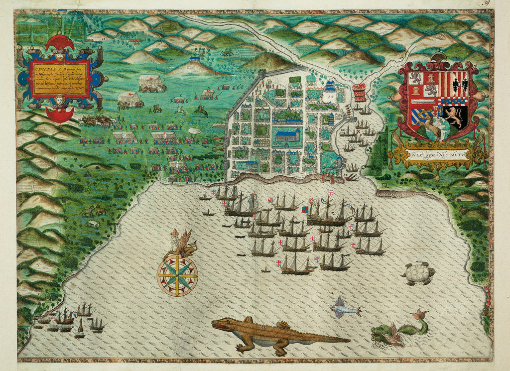 Detail of Map of Santo Domingo by Baptista Boazio