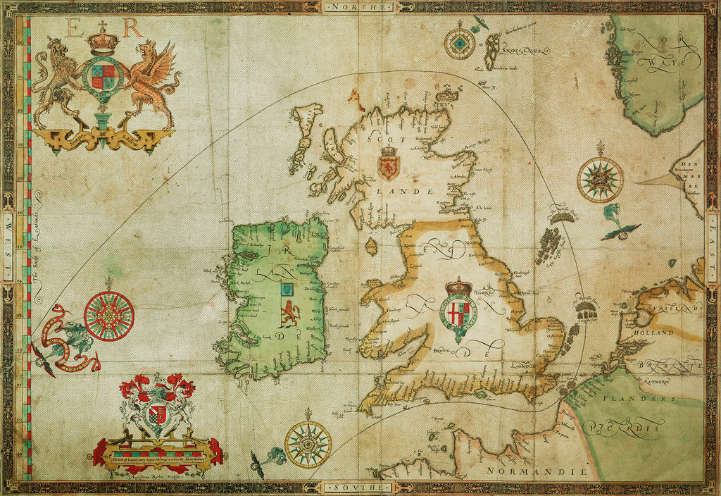Detail of The route track of the Spanish Armada through the English Channel, into the North Sea, around Northern Scotland and into the Atlantic Ocean to return to Spain by Robert Adams