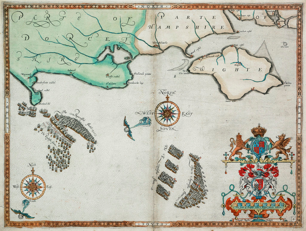 Detail of The English and Spanish fleets between Portland Bill and the Isle of Wight on 2 - 3 August 1588 by Robert Adams