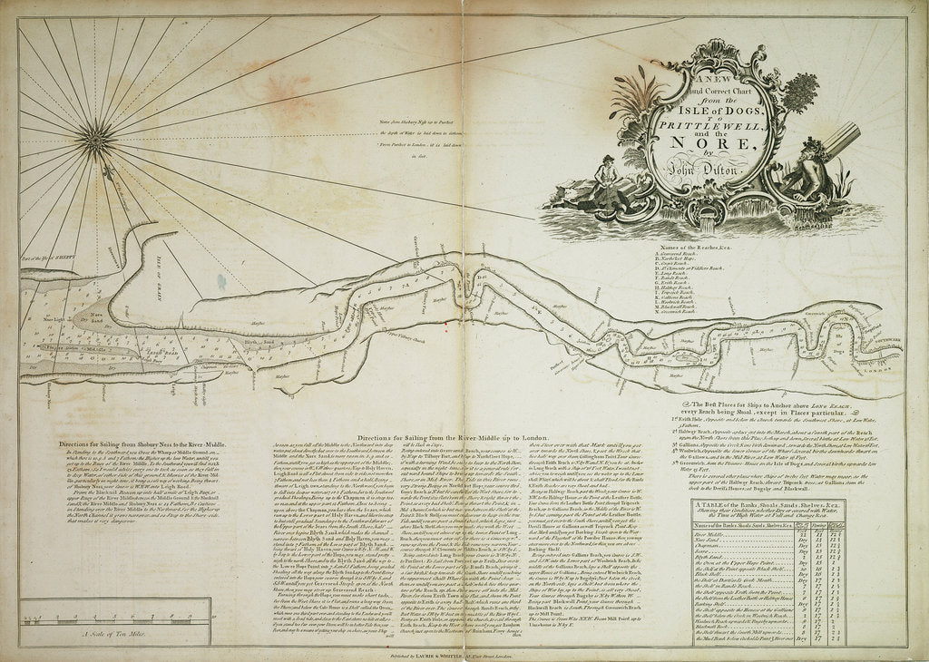 Detail of A new and correct chart from the Isle of Dogs, to Prittlewell, and the Nore by John Diston