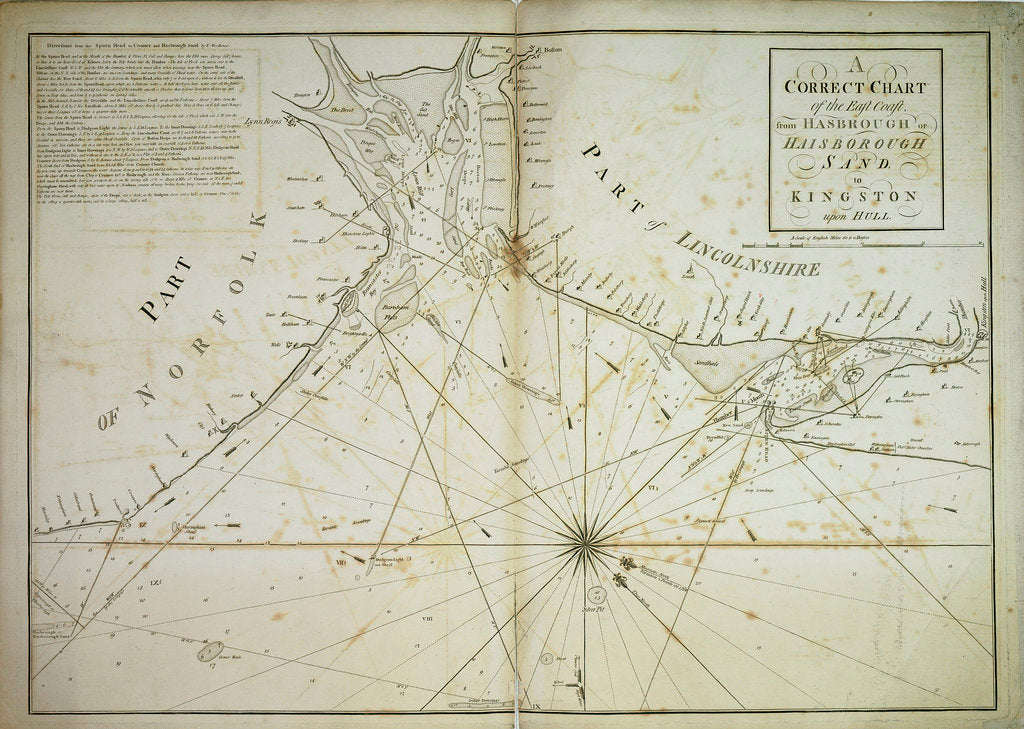 Detail of A correct chart of the east coast, from Hasbrough or Haisbrough Sand to Kingston upon Hull by John Diston