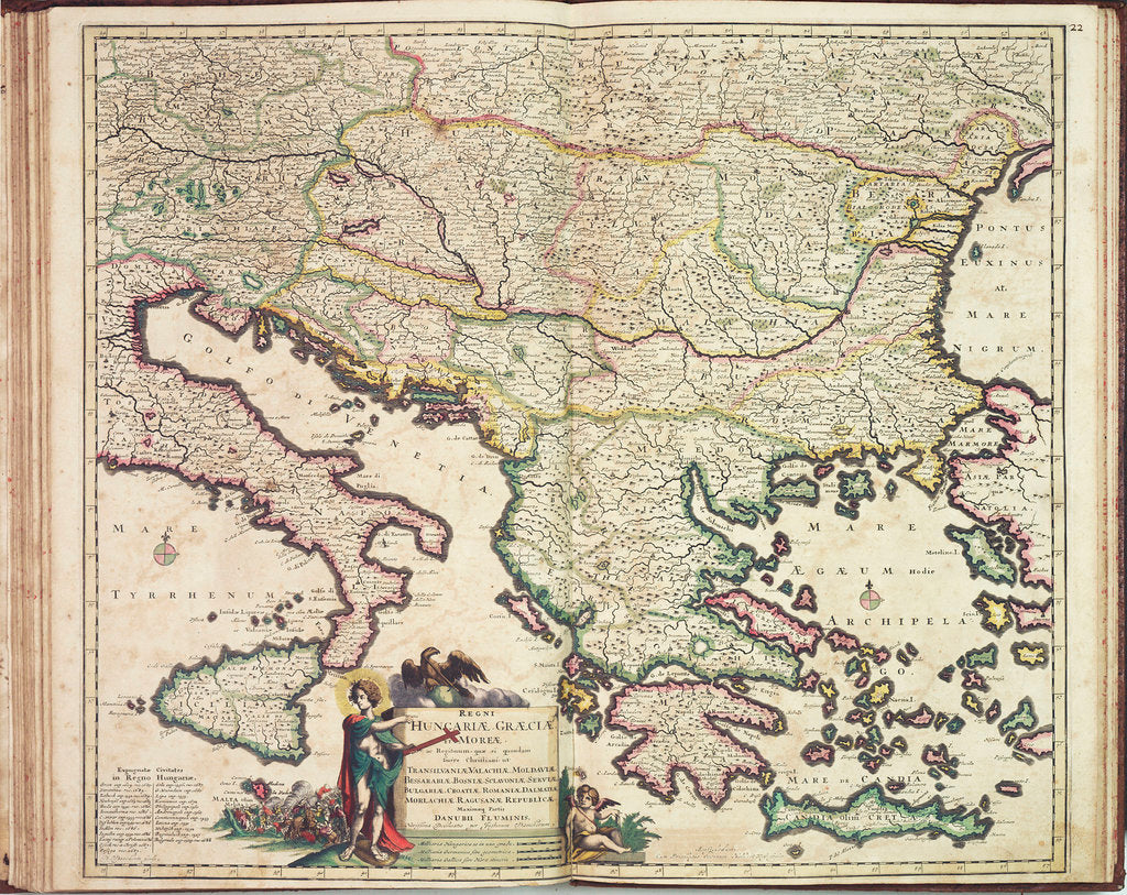 Detail of Justus Danckers's atlas: Hungary and Greece by Justus Danckers