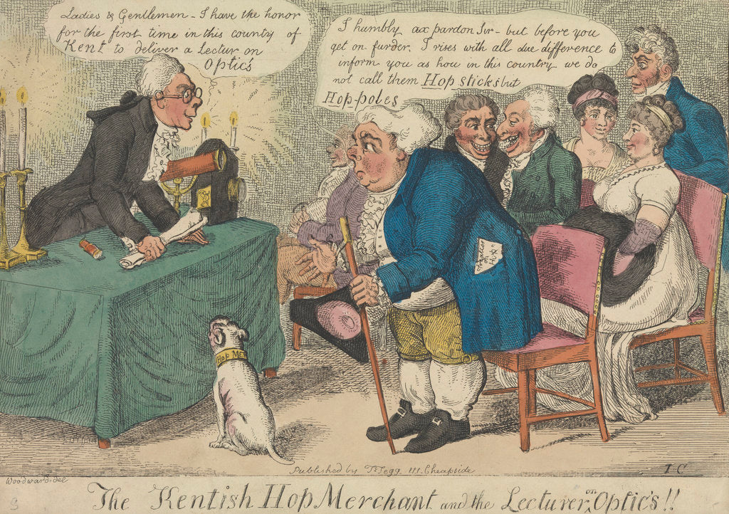 Detail of The Kentish Hop Merchant and the Lecturer on Optics!! by George Woodward